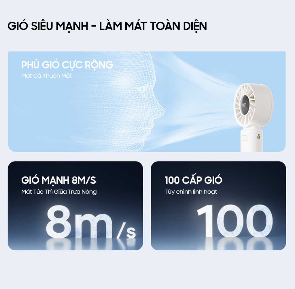 Quạt Mini cầm tay gấp gọn OLLIE FAN-ENGINE Z màu xám