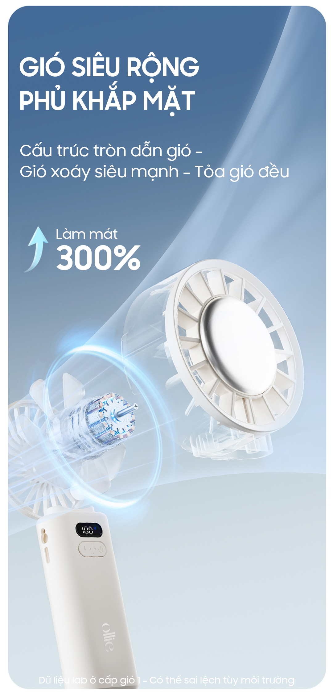 Quạt Mini cầm tay làm mát OLLIE FAN-ICE Z màu xám