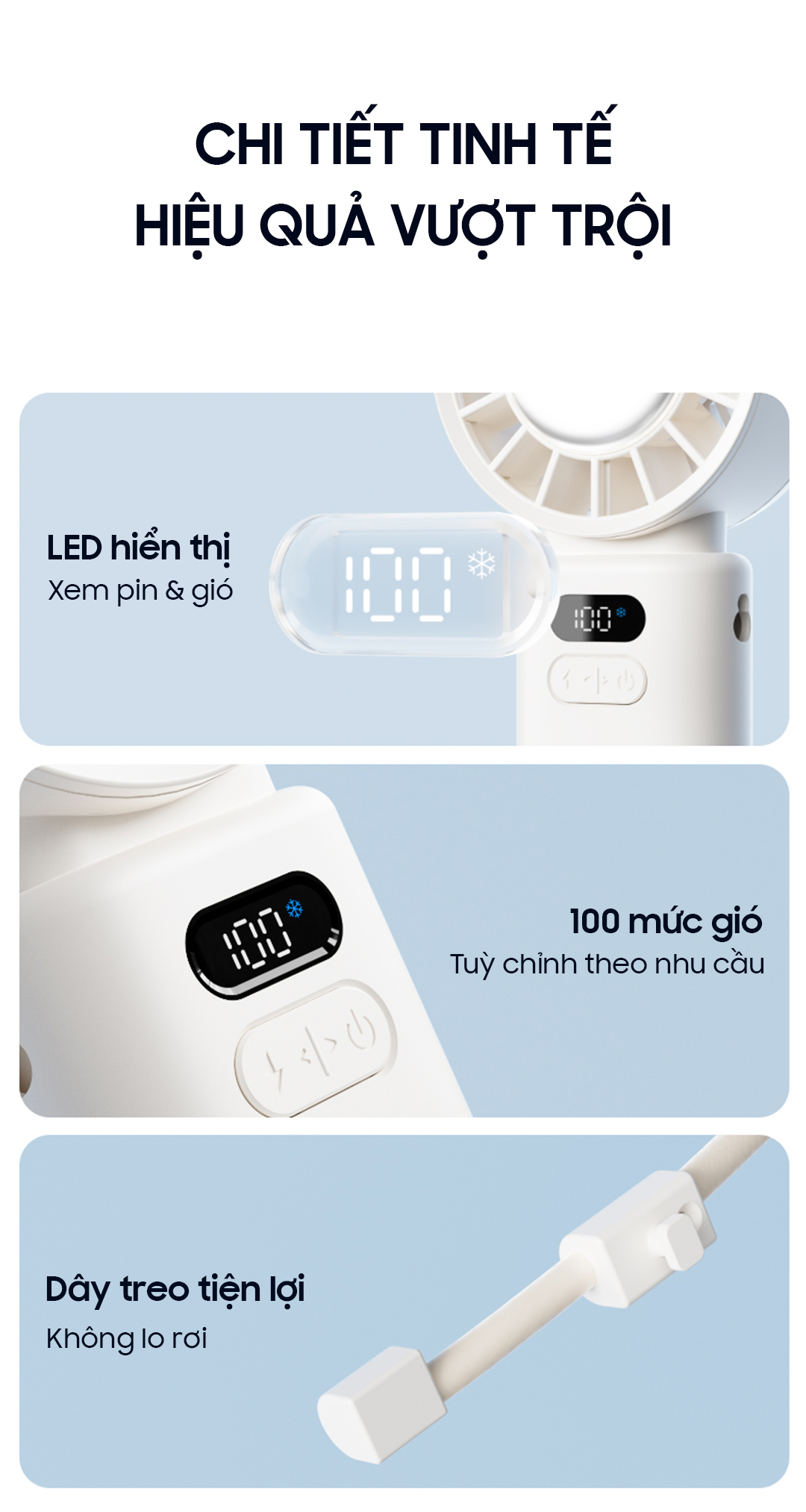 Quạt Mini cầm tay làm mát OLLIE FAN-ICE Z màu xám