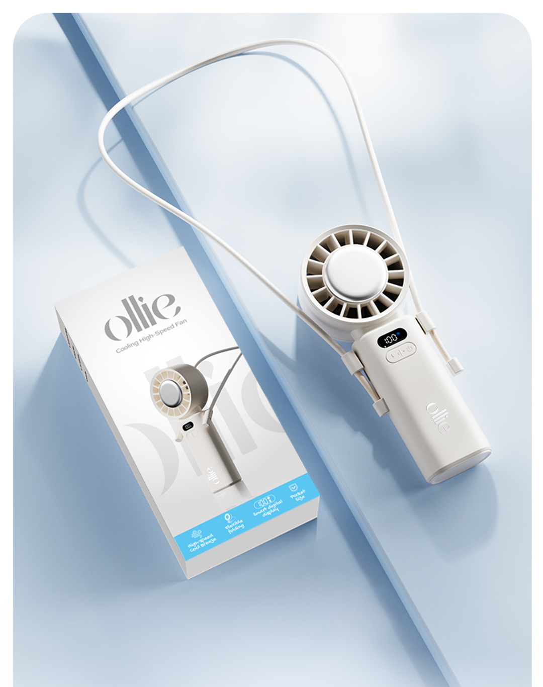 Quạt Mini cầm tay làm mát OLLIE FAN-ICE Z màu xám