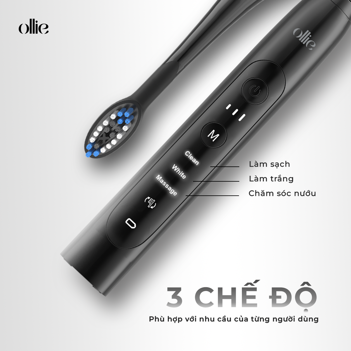 Bàn chải đánh răng điện Ollie, màu trắng