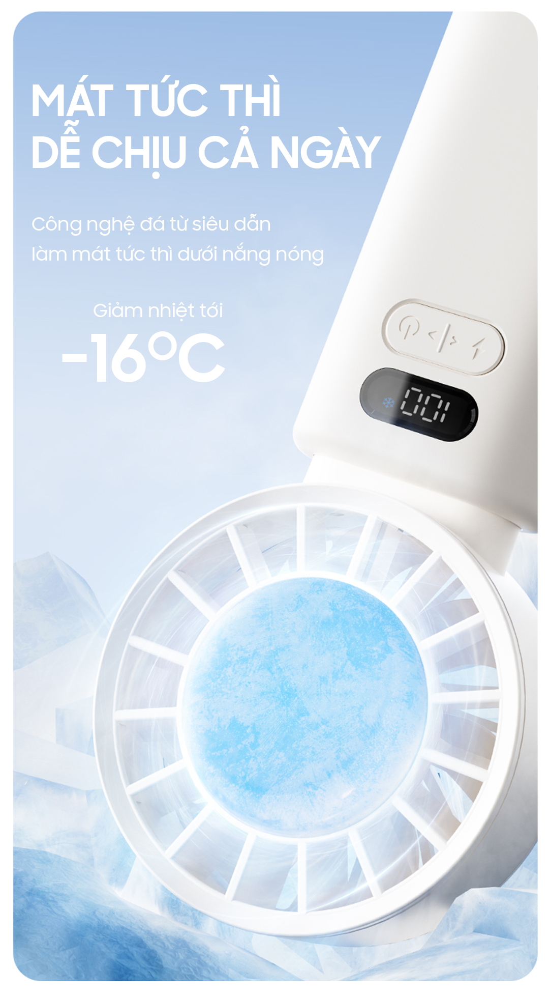 Quạt Mini cầm tay làm mát OLLIE FAN-ICE Z màu xám
