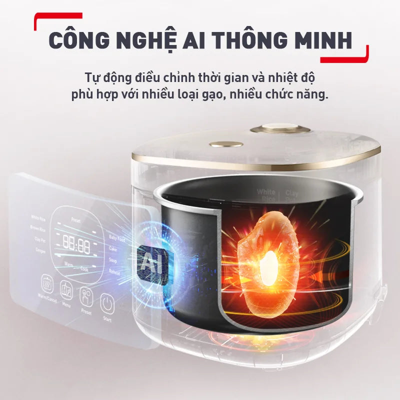 Nồi cơm điện tử Tefal Rice Mate Mini 0.7 lít RK515168 - Hàng Chính Hãng - Bảo Hành 24 tháng