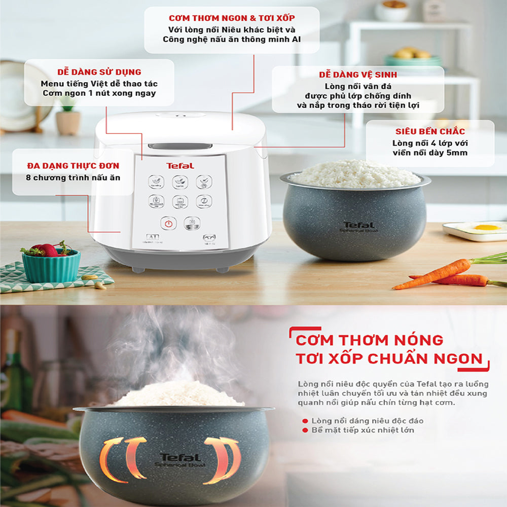 Nồi cơm điện tử Tefal RK733168 - 1.8L - 750W