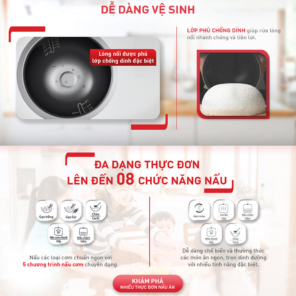 Nồi cơm điện tử Tefal RK733168 - 1.8L - 750W