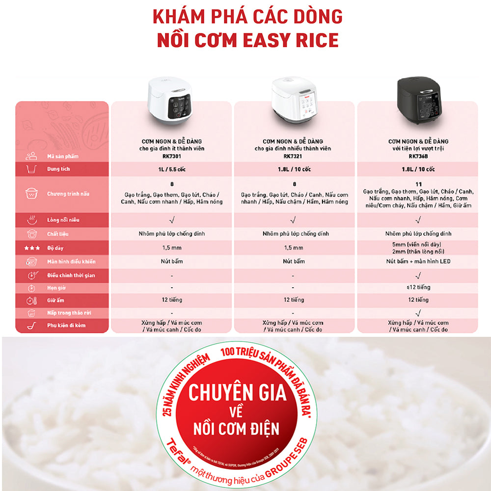 Nồi cơm điện tử Tefal RK733168 - 1.8L - 750W