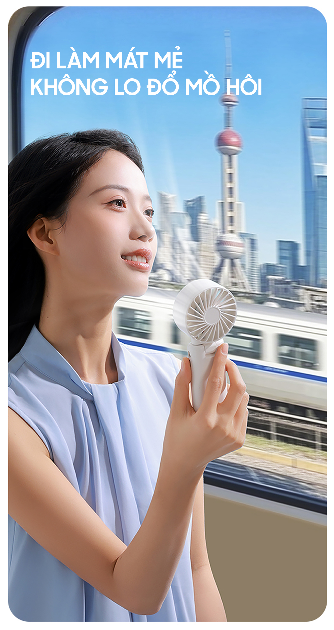 Quạt Mini cầm tay làm mát OLLIE FAN-ICE Z màu xám