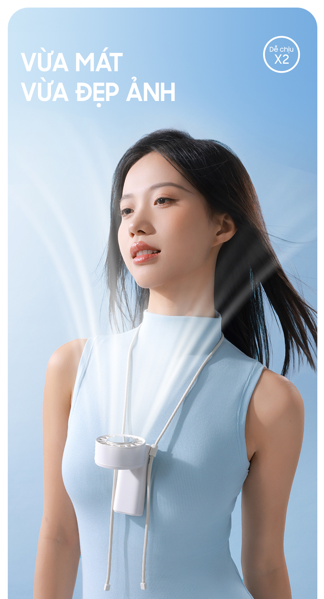 Quạt Mini cầm tay làm mát OLLIE FAN-ICE Z màu xám