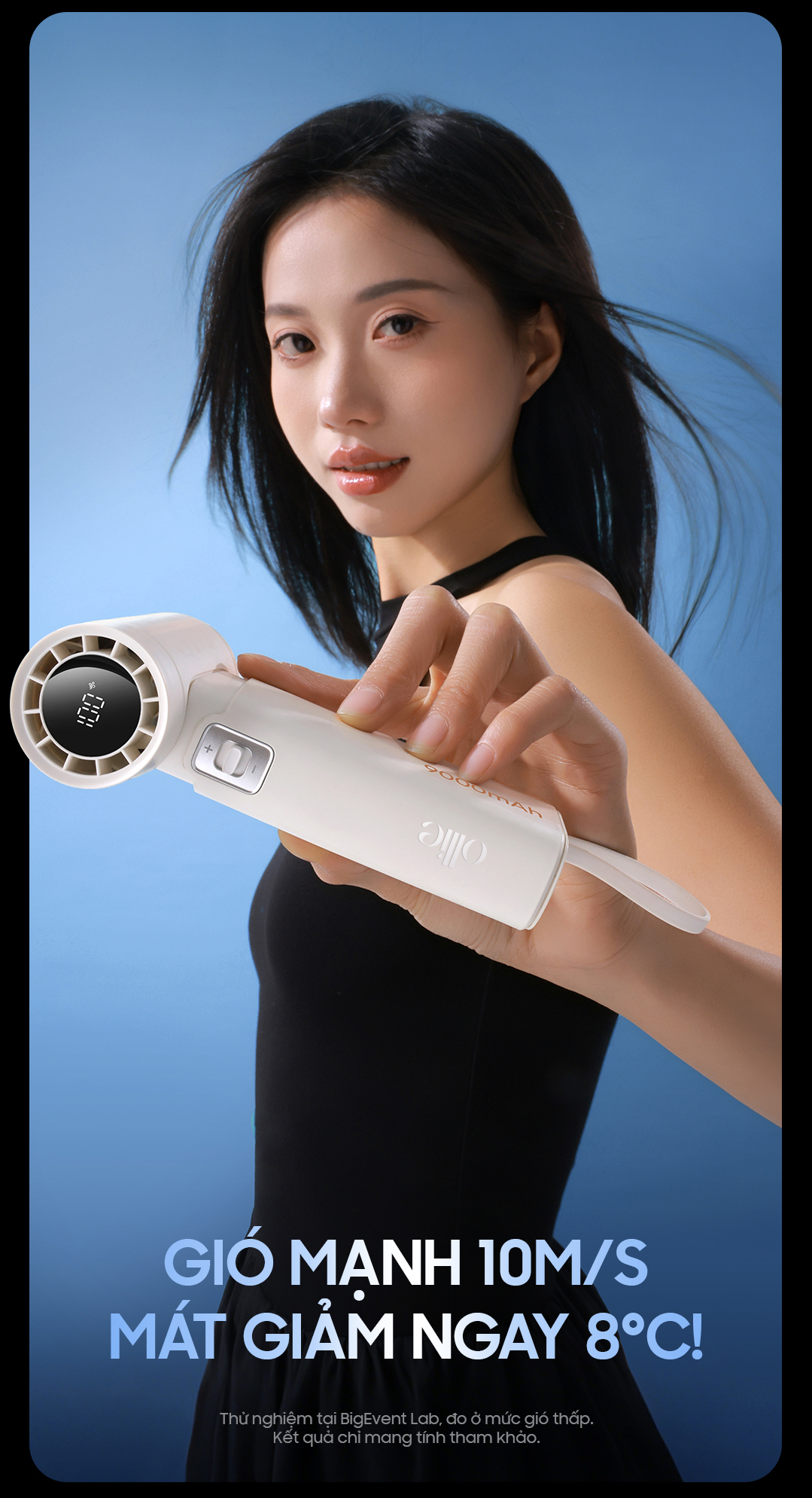 Quạt Mini đa năng kiêm sạc dự phòng OLLIE FAN-ENGINE POWER màu xám