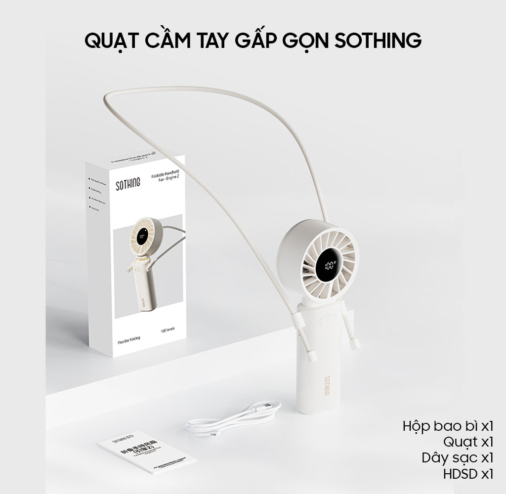Quạt cầm tay gấp gọn Sothing Fan-Engine Z (màu trắng)