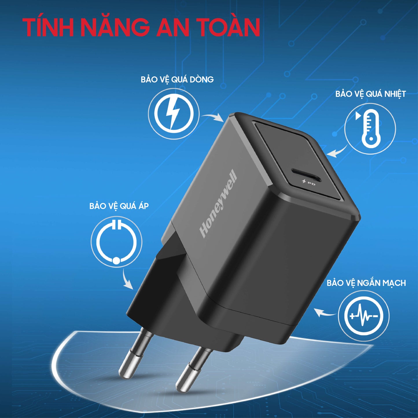 (Combo) Củ sạc điện thoại Honeywell 20W màu trắng + Củ sạc điện thoại Honeywell 20W màu đen