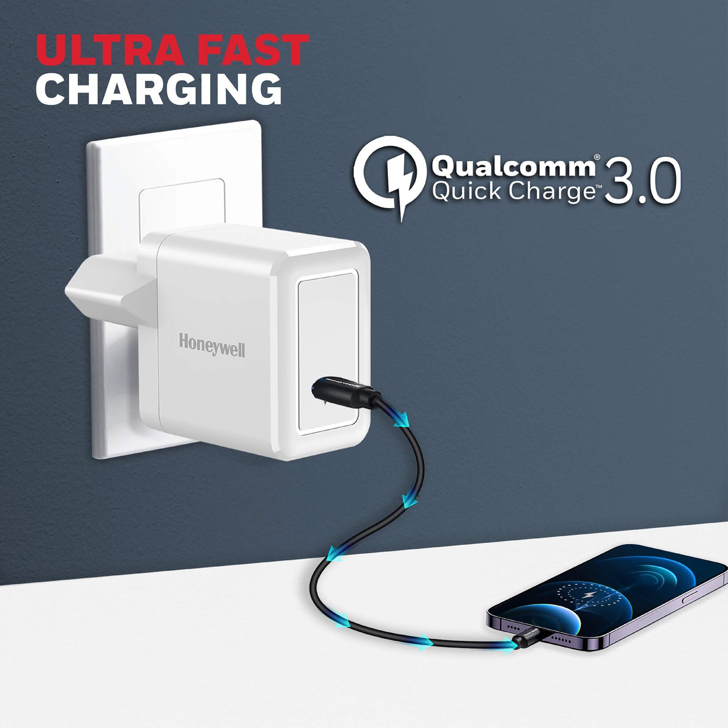 (Combo) Củ sạc điện thoại Honeywell 20W màu trắng + Cáp sạc điện thoại Honeywell 1.8m màu đen 2 đầu Type C
