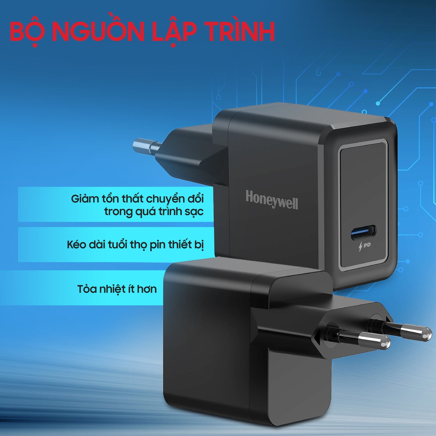 (Combo) Củ sạc điện thoại Honeywell 20W màu trắng + Củ sạc điện thoại Honeywell 20W màu đen
