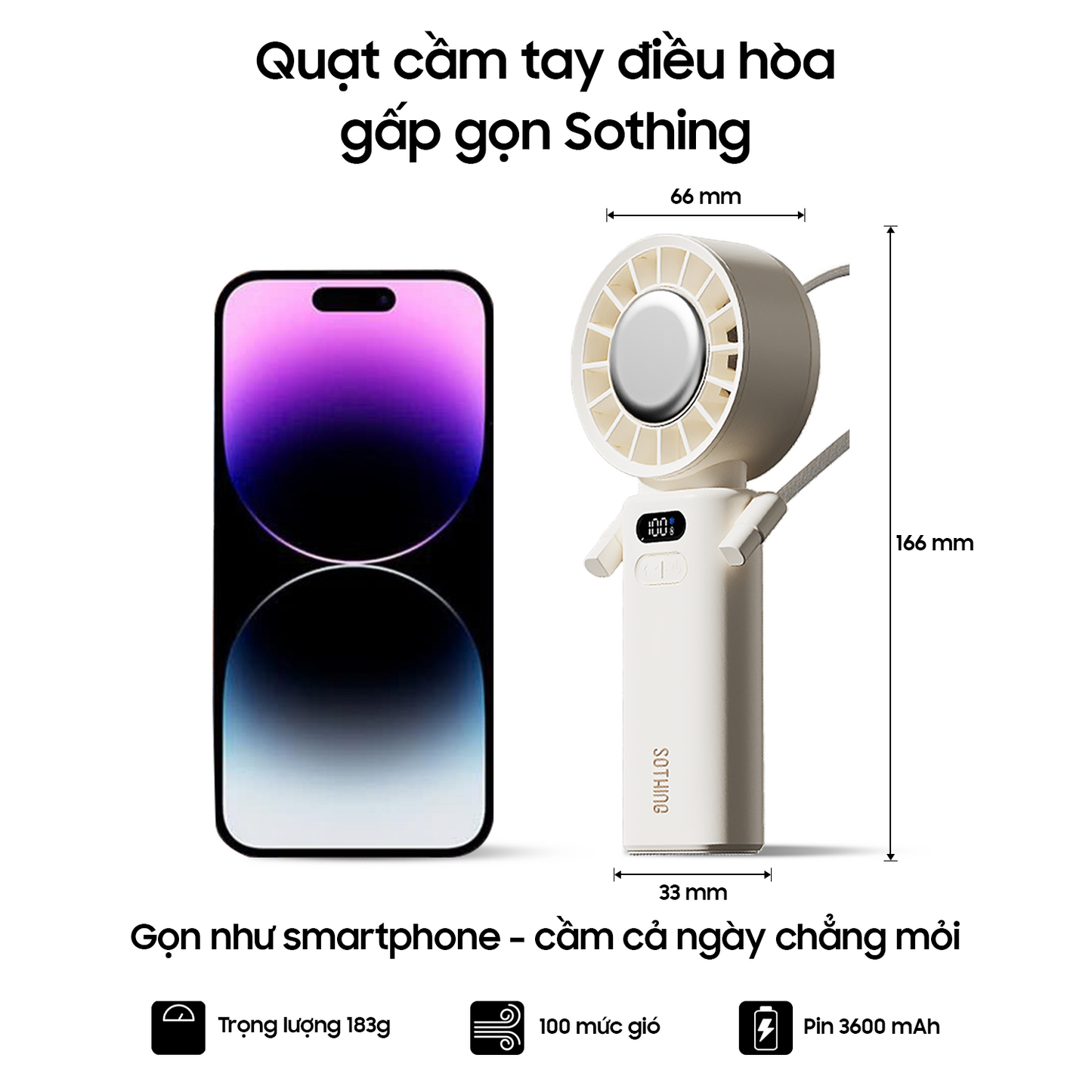 Quạt cầm tay làm mát Sothing Fan-Ice Z (màu xám)