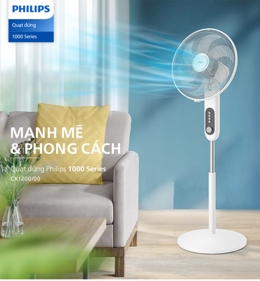 Quạt Cây Đứng Philips CX1220/00, 6 Cánh, Gió Mạnh Hiện Đại -  Bảo hành chính hãng 24 tháng