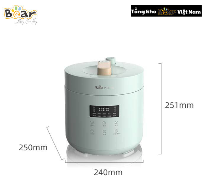 Nồi áp suất điện đa năng Bear PC-4H25R, Bảo Hành 18 Tháng - Hàng Chính Hãng