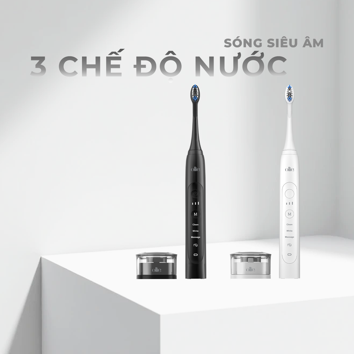 Bàn chải đánh răng điện Ollie, màu trắng