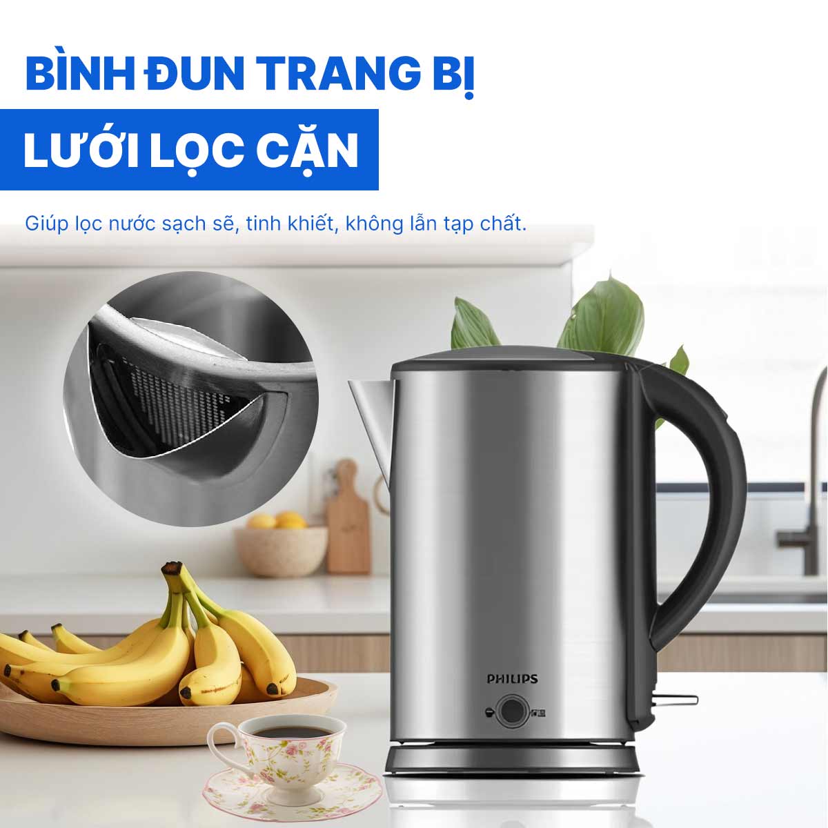 Bình đun siêu tốc Philips 1.7 lít HD9316 Bảo hành chính hãng 24 tháng