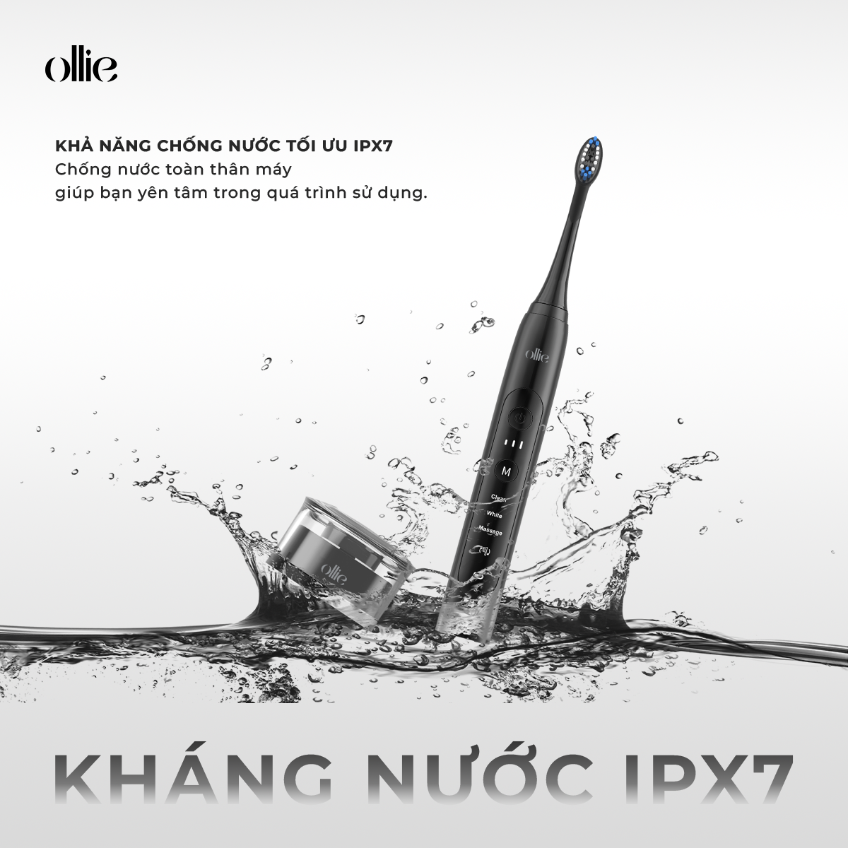 Bàn chải đánh răng điện Ollie, màu trắng