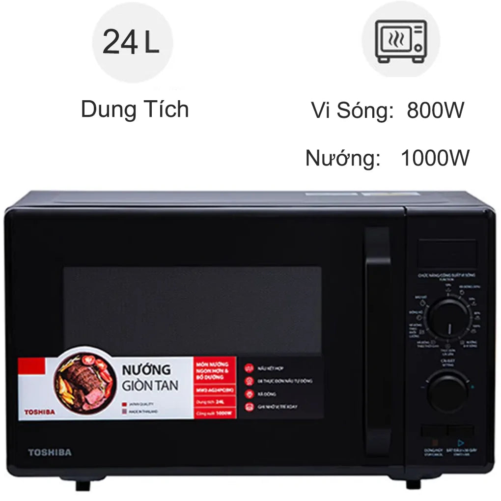 Lò vi sóng Toshiba MW2-AG24PC(BK) - Hàng Chính Hãng - Bảo Hành 12 tháng