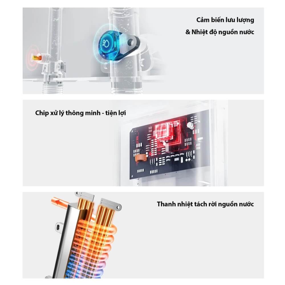Máy nước nóng trực tiếp Toshiba TWH-45EMC1PVN(K)-KB - Hàng Chính Hãng - Bảo Hành 12 tháng