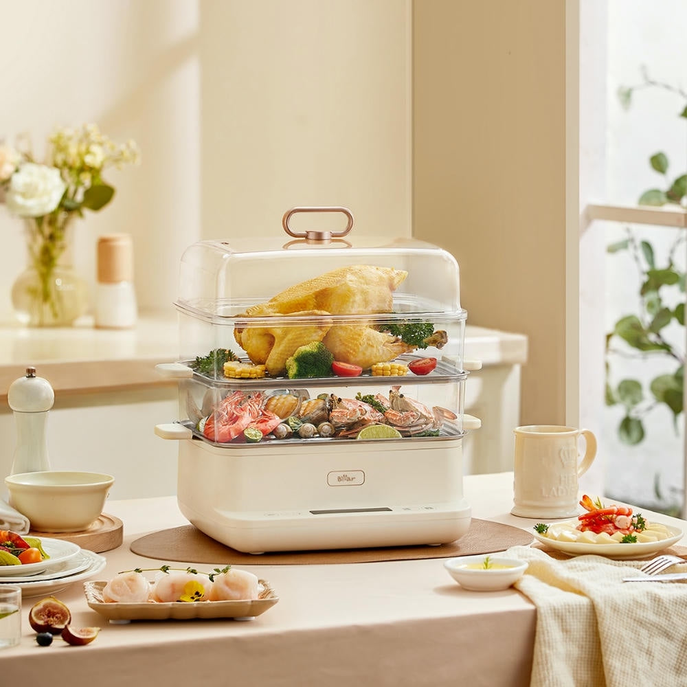 Nồi hấp điện 3 tầng 12L BEAR EFS-4H27E (DZG-CA2G2), Bảo Hành 18 Tháng - Hàng Chính Hãng