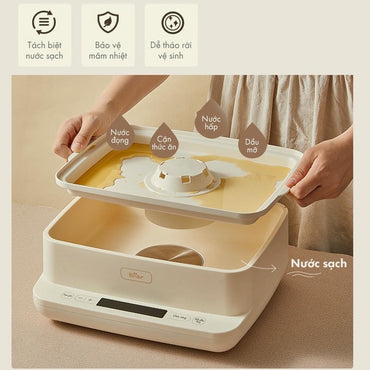 Nồi hấp điện 3 tầng 12L BEAR EFS-4H27E (DZG-CA2G2), Bảo Hành 18 Tháng - Hàng Chính Hãng