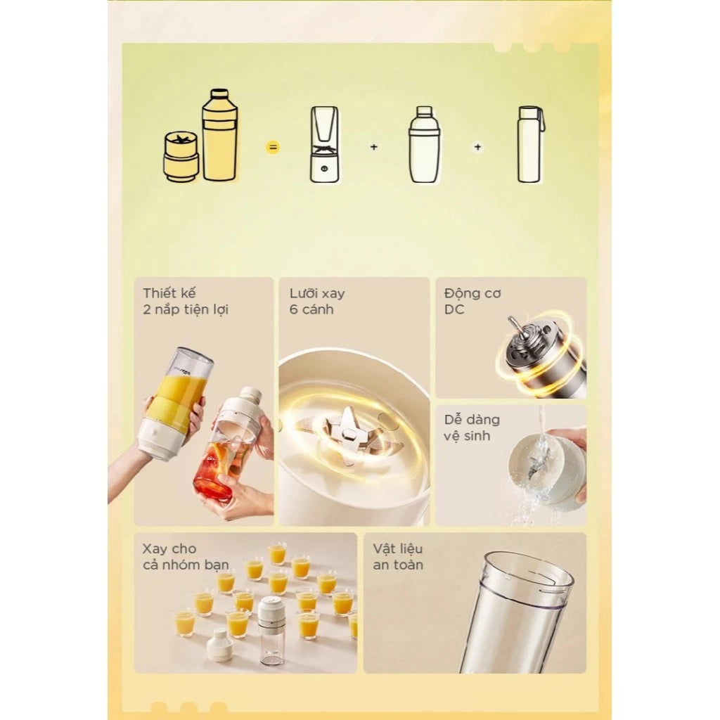 Máy xay sinh tố cầm tay Bear BL-4H04A, Bảo Hành 18 Tháng - Hàng Chính Hãng