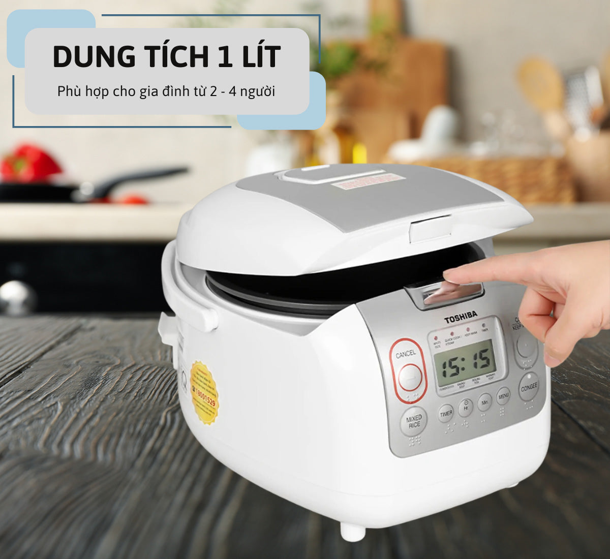 Nồi cơm điện tử Toshiba RC-10NMFVN(WT) 1 lít Bảo hành 12 tháng