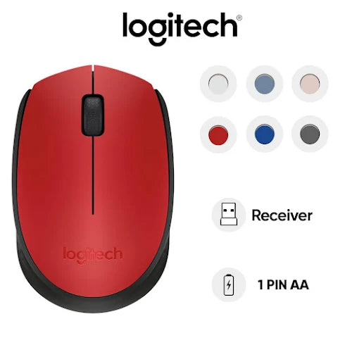 Chuột Logitech M171 Xám đen - Đỏ - Xanh - Hàng chính hãng - Bảo hành 12 tháng