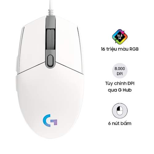 Chuột vi tính Logitech G102 Gen2 Lightsync Gaming màu Trắng - Đen