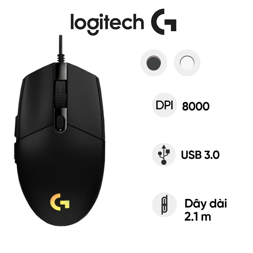 Chuột vi tính Logitech G102 Gen2 Lightsync Gaming màu Trắng - Đen