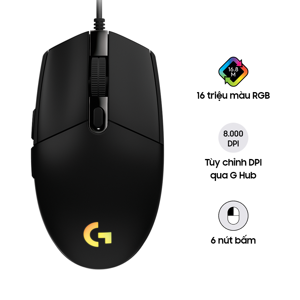 Chuột vi tính Logitech G102 Gen2 Lightsync Gaming màu Trắng - Đen