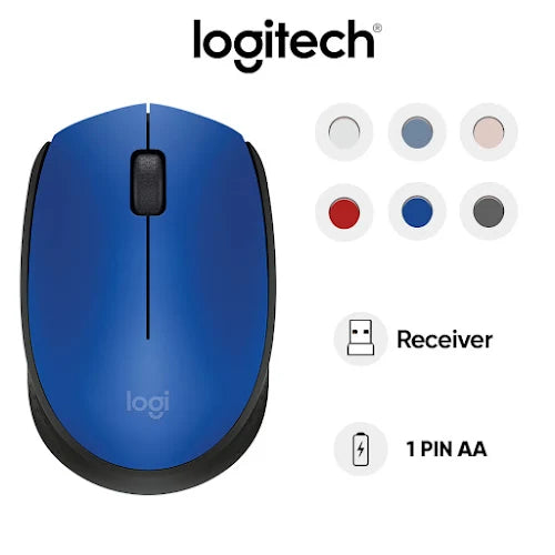 Chuột Logitech M171 Xám đen - Đỏ - Xanh - Hàng chính hãng - Bảo hành 12 tháng