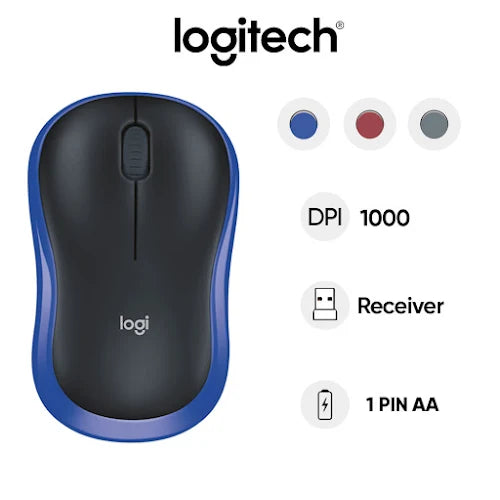 Chuột Logitech M185 Xám - Đỏ - Xanh - Hàng chính hãng - Bảo hành 36 tháng