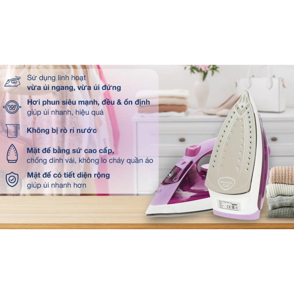Bàn ủi hơi nước Tefal FV1955E0 - Hàng Chính Hãng - Bảo hành 24 tháng