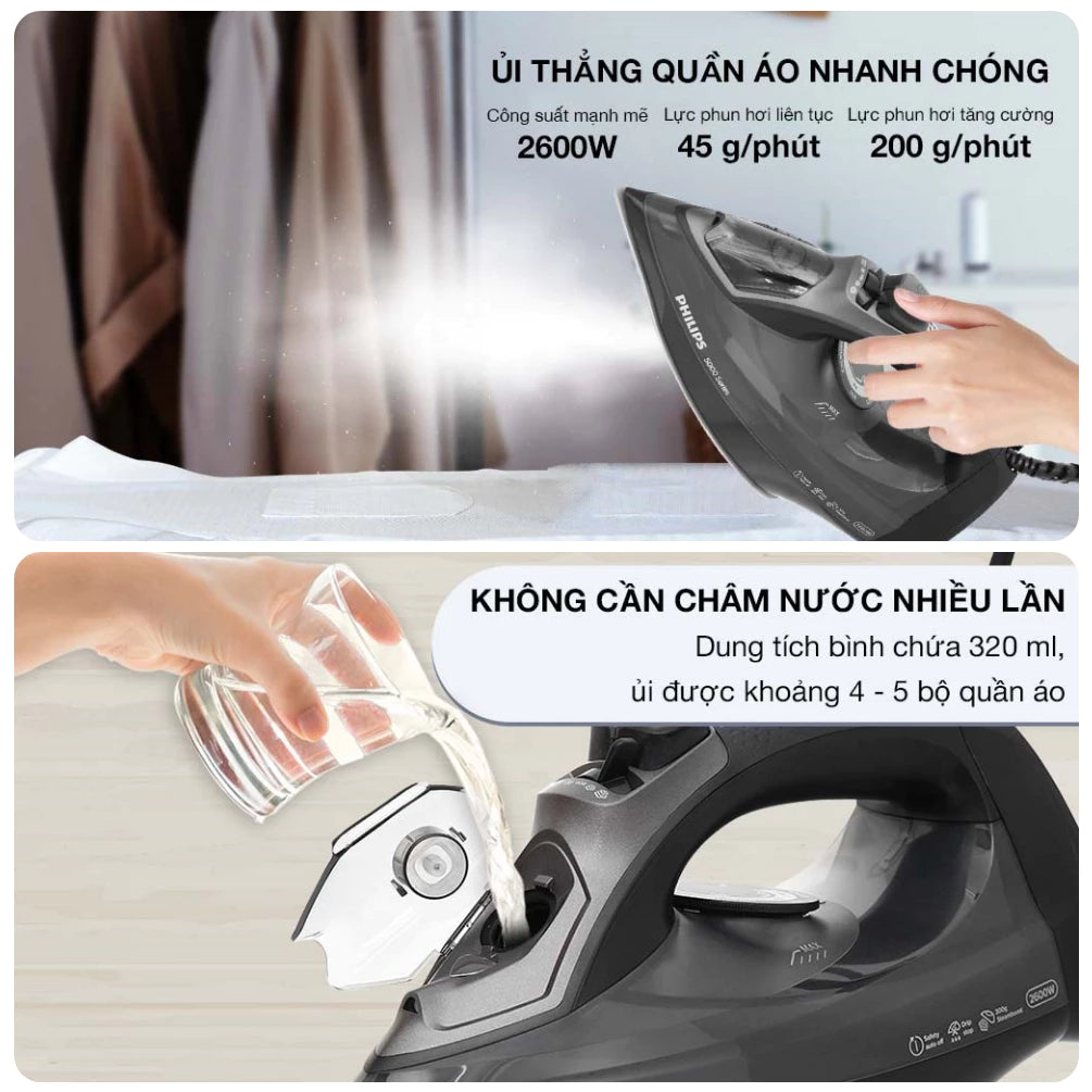 Bàn Ủi Hơi Nước Philips DST5040/80 - Hàng Chính Hãng - Bảo Hành 24 tháng