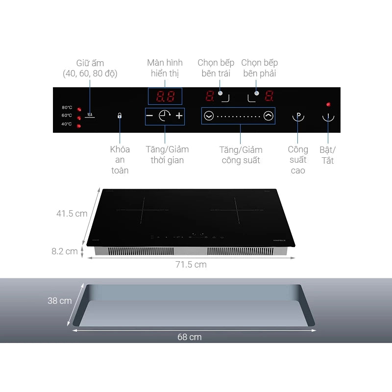 Bếp âm từ đôi Hafele HC-I2712A (536.61.716)