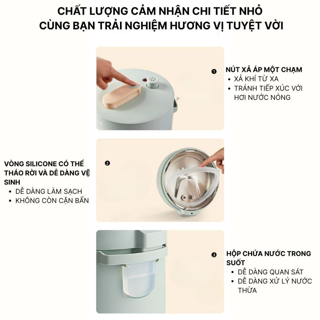 Nồi áp suất điện đa năng Bear PC-4H25R, Bảo Hành 18 Tháng - Hàng Chính Hãng