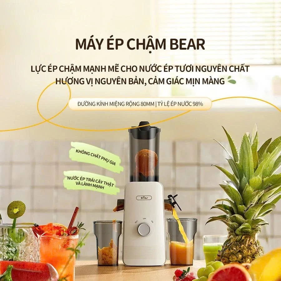 Máy ép chậm Bear SJ-4H01U, Bảo Hành 18 Tháng - Hàng Chính Hãng