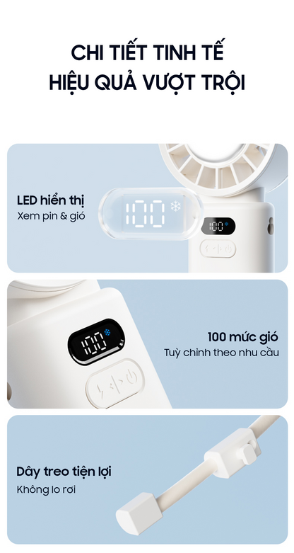 Quạt Mini cầm tay làm mát OLLIE FAN-ICE Z màu xám