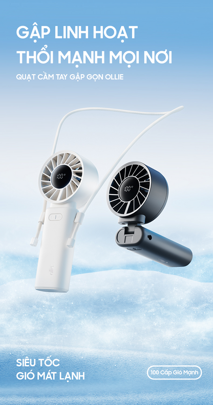 Quạt Mini cầm tay gấp gọn OLLIE FAN-ENGINE Z màu trắng