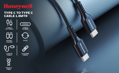 (Combo) Củ sạc điện thoại Honeywell 20W màu trắng + Cáp sạc điện thoại Honeywell 1.8m màu đen 2 đầu Type C