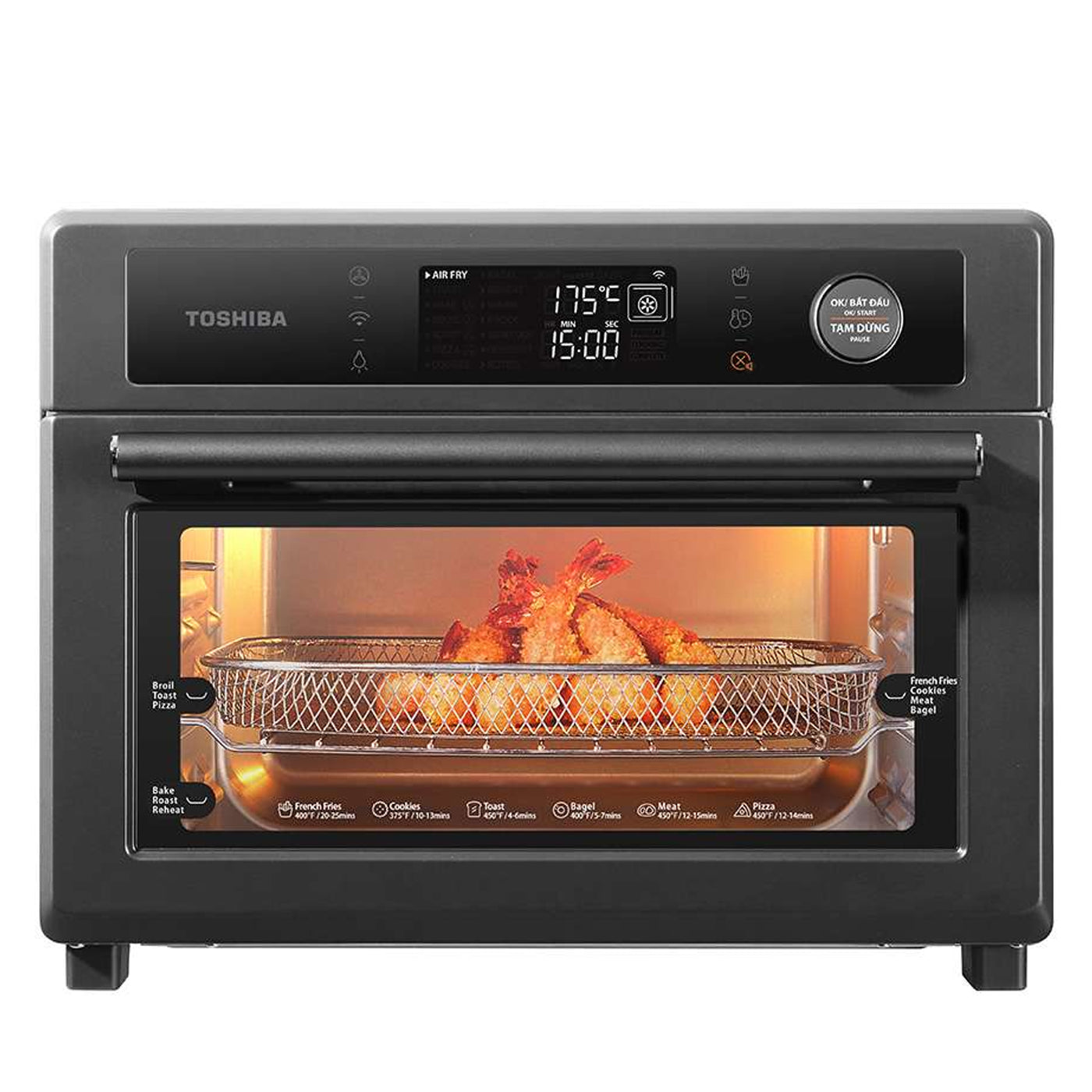 Lò chiên không dầu Toshiba TL2-SAC25GZC(GR) - Hàng Chính Hãng - Bảo Hành 12 tháng
