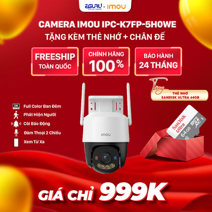 Combo Camera IMOU Ngoài trời WIFI 360 IPC-K7FP-5H0WE + Thẻ nhớ SanDisk Ultra 64GB + chân đế gắn tường