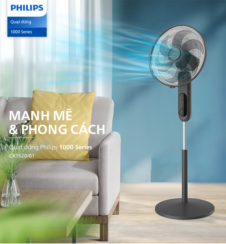 Quạt đứng Philips 6 cánh có điều khiển từ xa CX1520/01 - Bảo hành chính hãng 24 tháng