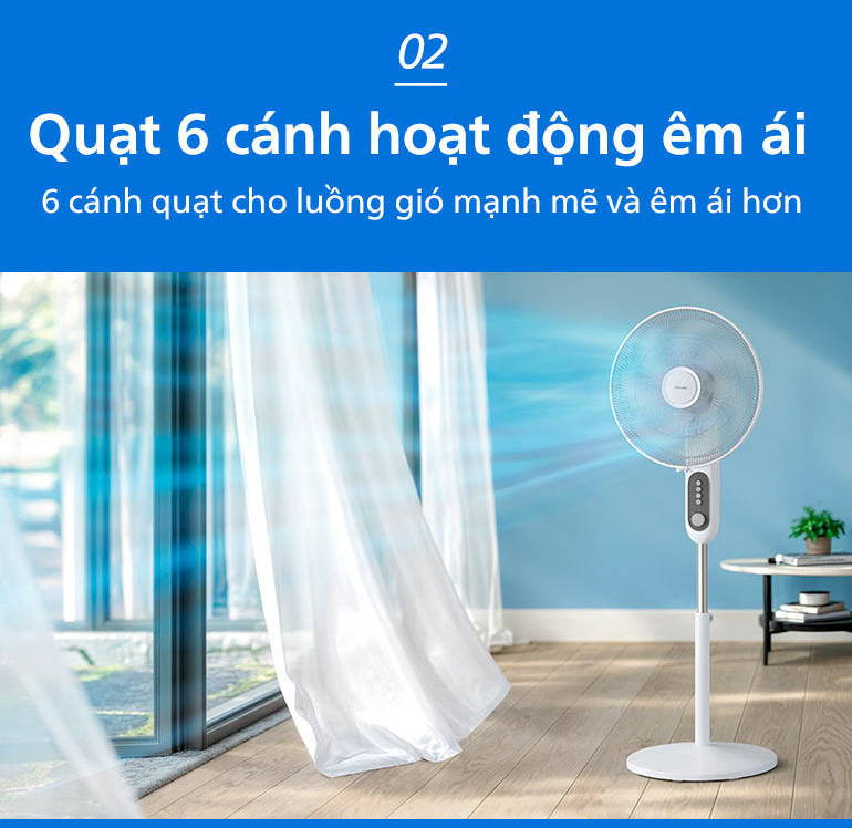 Quạt Cây Đứng Philips CX1220/00, 6 Cánh, Gió Mạnh Hiện Đại -  Bảo hành chính hãng 24 tháng