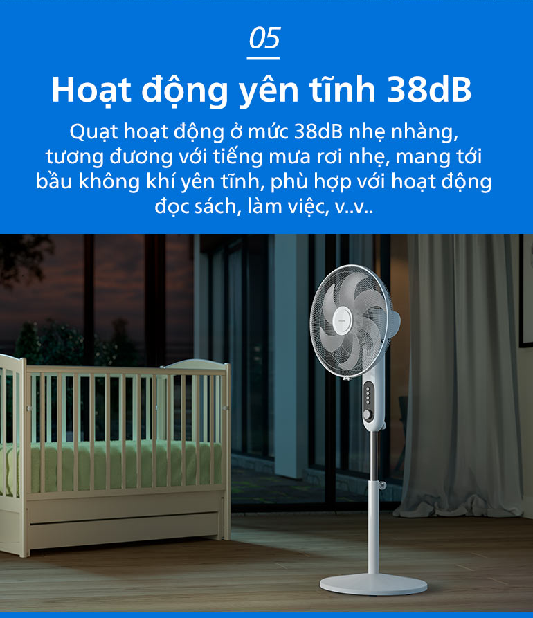 Quạt Cây Đứng Philips CX1220/00, 6 Cánh, Gió Mạnh Hiện Đại -  Bảo hành chính hãng 24 tháng