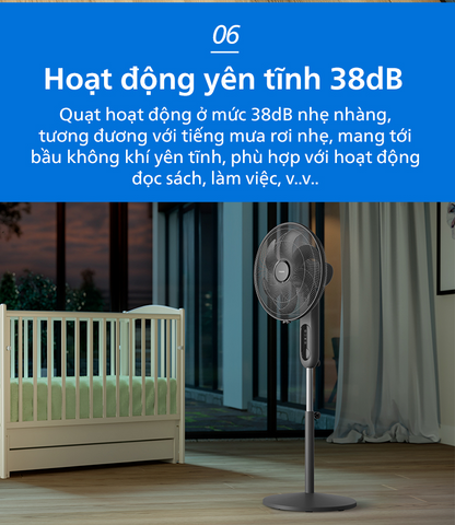 Quạt đứng Philips 6 cánh có điều khiển từ xa CX1520/01 - Bảo hành chính hãng 24 tháng