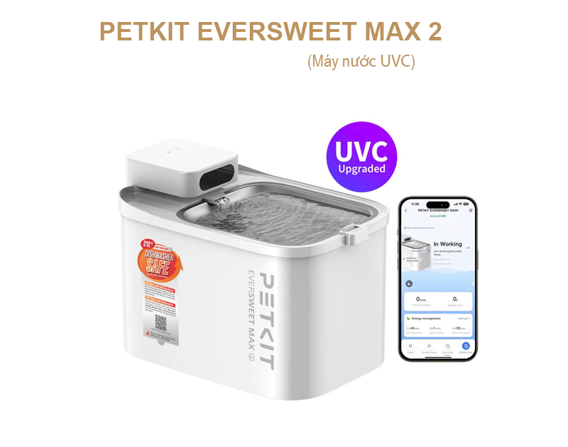 Máy lọc nước tự động cho thú cưng PETKIT EverSweet Max 2 (UVC) - Hàng Chính Hãng
